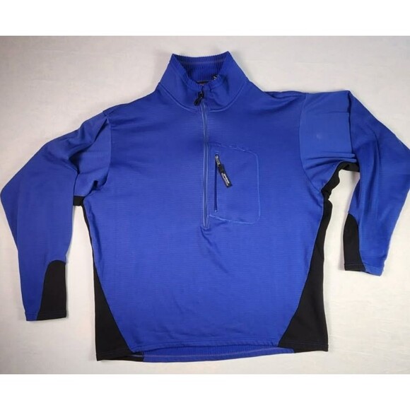 Patagonia VTG Men's Blue 1/4 ZIp Pullover Sweater XL Polyester Made in USA - Picture 1 of 10